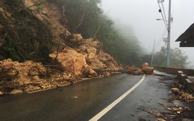 A landslide near Moca is typical of conditions across Puerto Rico after Hurricane Maria uprooted trees and destroyed vegetation. (Photo taken by a colleague and provided by Morris Maslia)