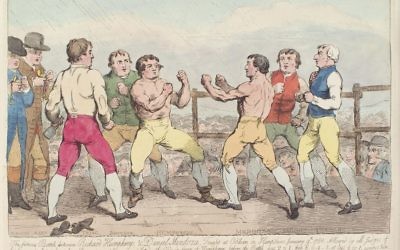 Samuel William Fores depicts the epic first fight between Daniel Mendoza and Richard Humphries in 1788, which Mendoza lost.