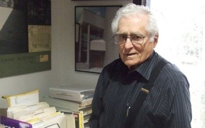 Benjamin Hirsch talks about the Memorial to the Six Million in his home office in the spring of 2015, shortly before the Holocaust memorial's 50th anniversary.