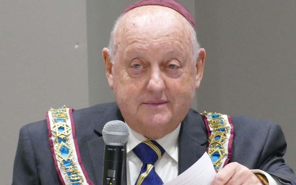 Alan Rubenstein makes his first address as the first American grand president of HOD International over lunch at Congregation B’nai Torah on March 18.