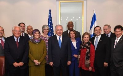 Israeli Prime Minister Benjamin Netanyahu welcomes a Democratic congressional delegation led by Nancy Pelosi to Jerusalem on Monday, March 26. Netanyahu’s political rise paralleled CNN’s surge in importance in the 1980s, and he was a regular CNN guest. (Photo by Kobi Gideon, Government Press Office)