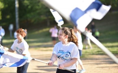 A flag show is one of the treats for the more than 500 people attending the Young Israel of Toco Hills barbecue at Mason Mill Park on April 19. (Photo by Beth Intro Photography)