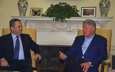 Prime Minister Ehud Barak and President Bill Clinton seem relaxed together at the White House in November 2000. (Photo by Moshe Milner, Israeli Government Press Office)