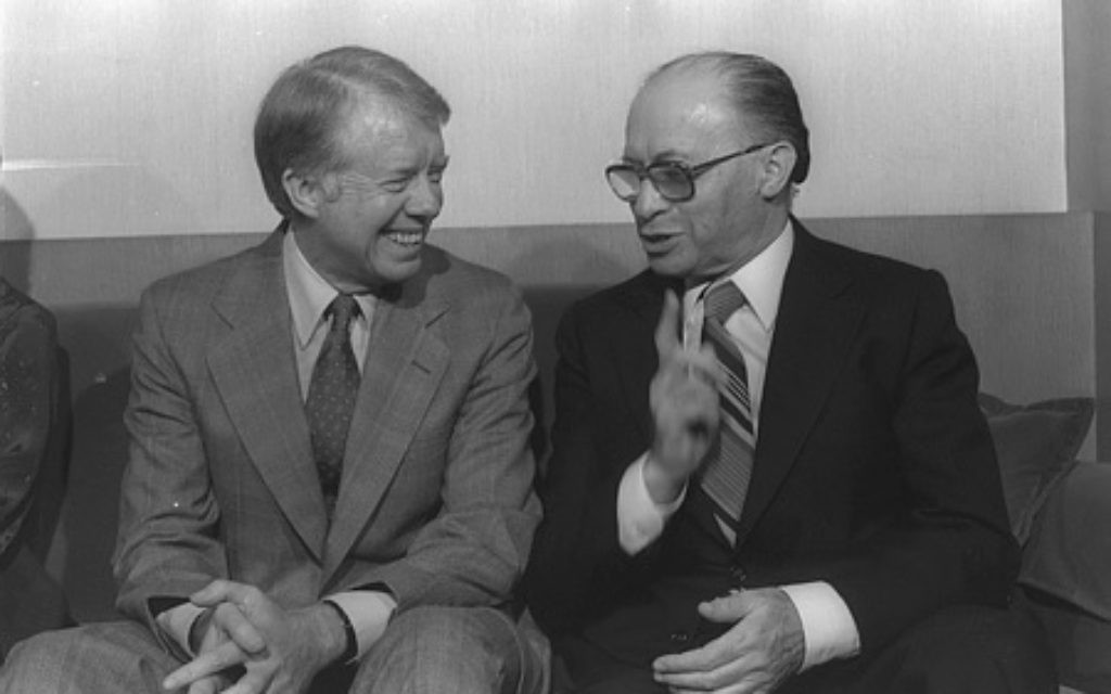 It wasn’t all tough talk and frayed relations between President Jimmy Carter and Prime Minister Menachem Begin, as seen in this photo from the Prime Minister’s Residence in Jerusalem in March 1979. (Photo by Ya’acov Sa’ar, Israeli Government Press Office)