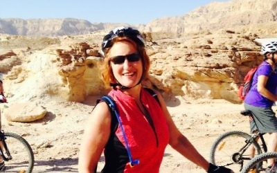 Beth Gluck visits Timna during the Israel Ride.