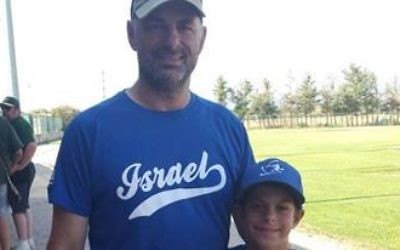 Rabbi Adam Frank and son Nadav attend a baseball tournament in Italy.