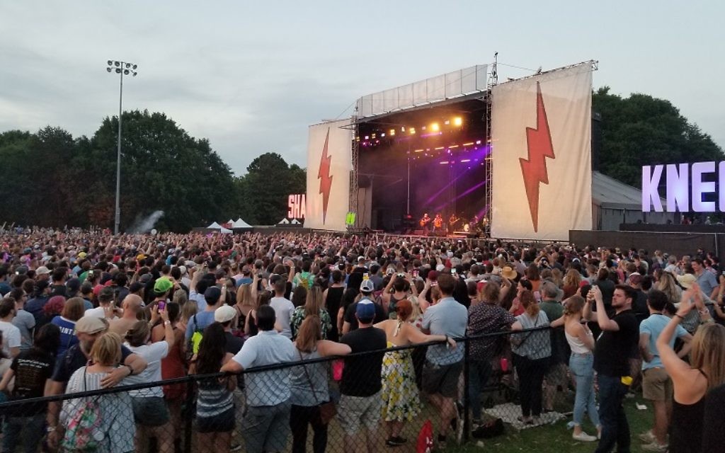 Tenacious D performs for the large crowd at Shaky Knees on Sunday, May 6.