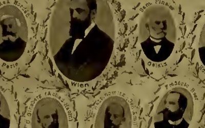 In the composite photo of attendees at the First Zionist Congress in August 1897, Theodor Herzl is placed in the center with Ahad Ha’am to his lower left.