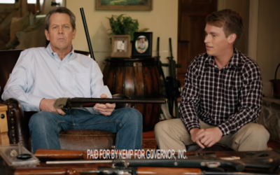If Brian Kemp's purpose with this ad was to troll gun-control advocates and produce lots of publicity, he succeeded. (YouTube screen grab)