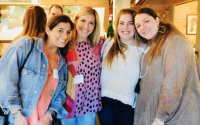 Erica Cohen, Casey Silberman, Alli Boardman and Shira Davis attend the JELF happy hour April 18. (Photo courtesy of JELF)