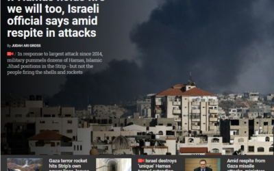 A screen grab from The Times of Israel, your source for the latest updates on violence between Gaza and Israel.