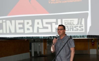 Kenny Blank, AJFF executive director, speaking at this year's Cinebash film party.