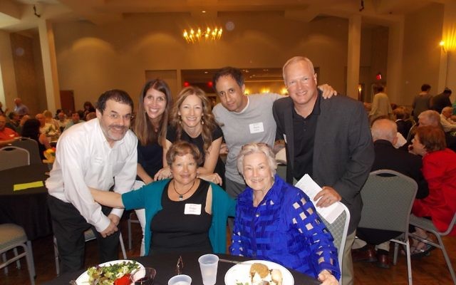 Surrounding Lillie Janko are her children and their spouses: (clockwise from left front) Paige Janko Peritt, David Peritt, Angie Janko, Dena Cohen, Mark Cohen and Shawn Janko.