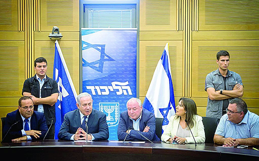 Israeli prime minister Benjamin Netanyahu leads a Likud faction  meeting in the Israeli parliament on July 16, 2018. Photo by Miriam Alster/Flash90