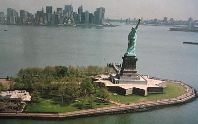 Ellis Island and the Statue of Liberty in NYC.