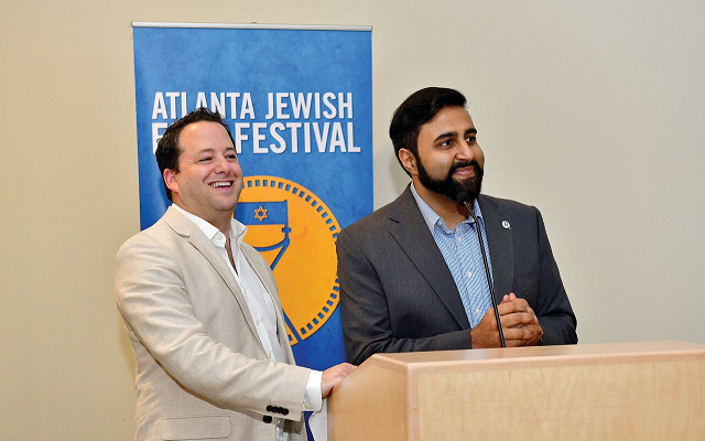 Keynote speaker Rabbi Brad Levenberg of Temple Sinai and Munir Meghjani of the Ismaili Center in Norcross.