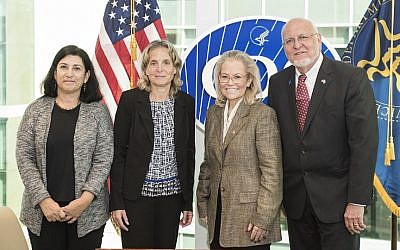 From left: Dr. Lital Keinan-Boker, ICDC deputy director; Dr. Tamar Shohat, ICDC director; Ambassador Judith Varnai Shorer, Consul General of Israel to the Southeast; and Dr. Robert Redfield, CDC director.
