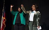 Photo by Jessica Mcgowan/Getty Images // Oprah Winfrey holds a town hall-style interview with Democratic gubernatorial candidate Stacey Abrams in Cobb County.