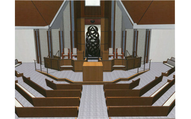 Etz Chaim’s $4.3 million renovation will include refurbished pews and wheelchair accessibility to the lower bimah.