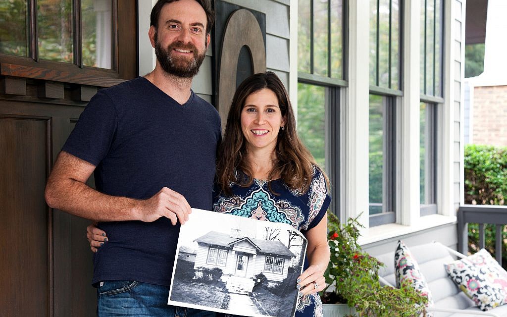 The Chekanows are proud to show the original drawing of the Candler Park home they rebuilt in nine months using much of the original material.