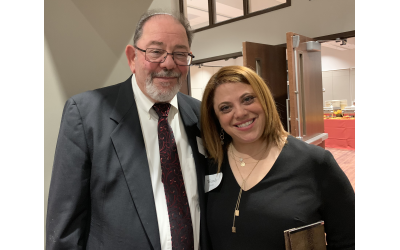 Wendy Heller, honoree, was delighted that her parents came from Detroit to celebrate. She is pictured here with her father, Ed Betel.