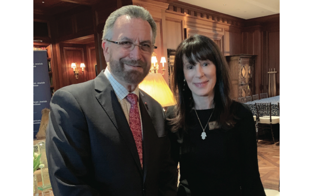 Guest speaker Rabbi David Rosen, AJC international director of interreligous affairs, with Melanie Nelkin, president of AJC Atlanta.