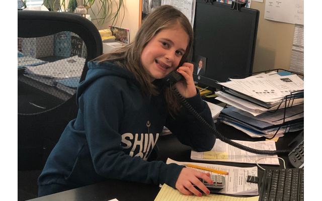 Sadie Weinstein works in the office of BrightWell Talent Solutions, earning money to donate in honor of her great-grandmother.