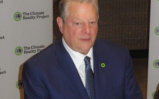 Former U.S. Vice President Al Gore speaks with journalists March 14 in Atlanta about climate change.