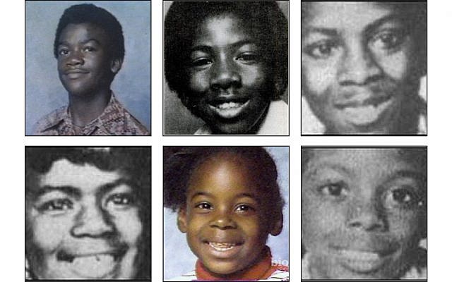 Clockwise from top left: Edward Hope Smith, 14 years old; Alfred "Q" James Evans, 13 years old; Milton Harvey, 14 years old; Eric Antonio Middlebrooks, 14 years old; LaTonya Yovette Wilson, 7 years old and Angel Latrice Lenair, 12 years old.
