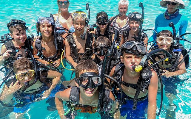 Scuba diving lessons at the Camp Barney Medintz pool.