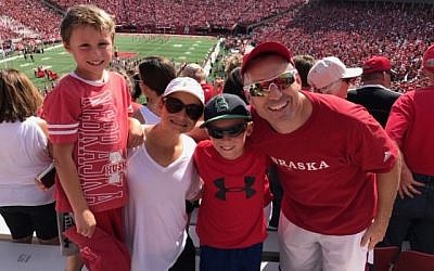 Troy, Jessica, AJ and Andy Shefsky at a University of Nebraska Huskers home game in Lincoln in October 2018.