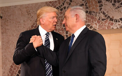 Questions in the AJC study revolved around President Donald Trump, pictured here with Israel Prime Minister Benyamin Netanyahu.