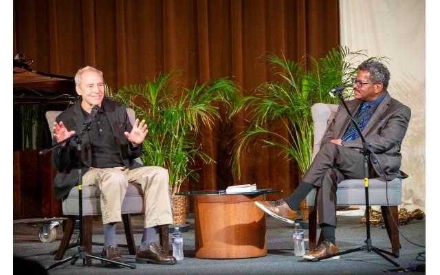 Photos by Jasper Fu //  Ben Sidran and Rev. Dwight Andrews discussed American music before a racially and religiously diverse audience.