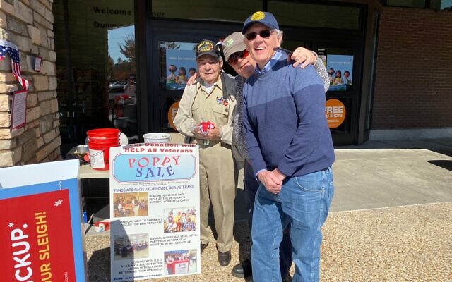 Bob Maran on Veterans Day with fellow JWV members raising funds for the organization.