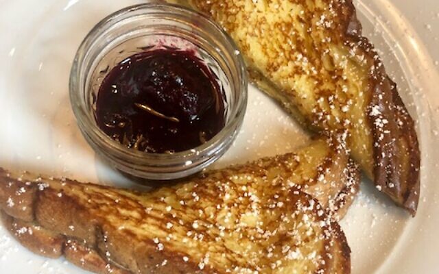 The W's delicious brioche French toast with blueberry compote.