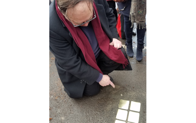 Joab Eichenberg-Eilon traveled to Germany to watch the placing of Stolpersteine for his family members.