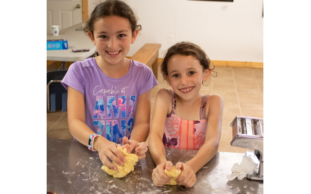 At Barney’s Old City Kitchen, campers make baked goods from scratch using fresh ingredients, some grown or ground on site.