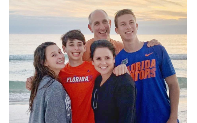 Pictured here is the Rubin family. Philip and Amy Rubin met at camp as counselors when the Marcus JCC’s Camp Isidore Alterman was called Camp AJECOMCE.