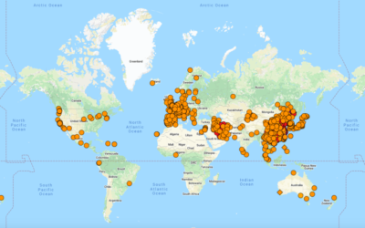 Screenshot of map tracking spread of COVID-19 pandemic on ncov2019.live website (ncov2019.live)