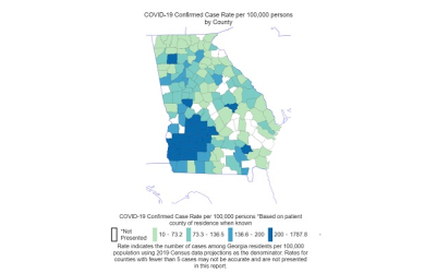 COVID-19 Confirmed Case Rate per 100,000 persons *Based on patient county of residence when known as of April 14, 2020. Source CDC.gov