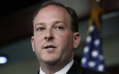 Rep. Lee Zeldin, R-NY, speaks during a news conference, with other House members, where they called for a second prosecutor to investigate the Department of Justice and FBI, on May 22, 2018, on Capitol Hill in Washington. (AP Photo/Jacquelyn Martin)