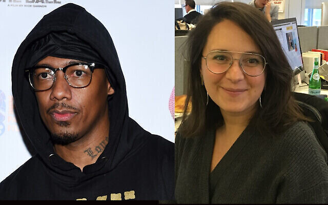 Nick Cannon, left, reviewed the book about anti-Semitism that Bari Weiss, right, published in 2019. (Amanda Edwards/Getty Images, Josefin Dolsten via JTA)