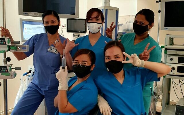 Nurses at the Emirates Specialty Clinic are actually among the first recipients of the mask in Dubai under the Israel-UAE treaty.