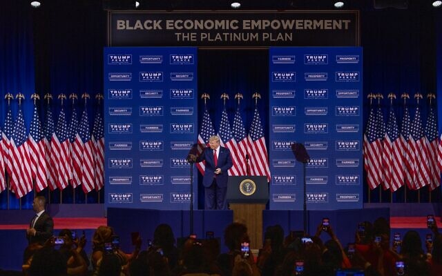 President Trump arrives at a rally to talk about the "Black Economic Empowerment: The Platinum Plan," in Cobb County. // Nathan Posner for the AJT.