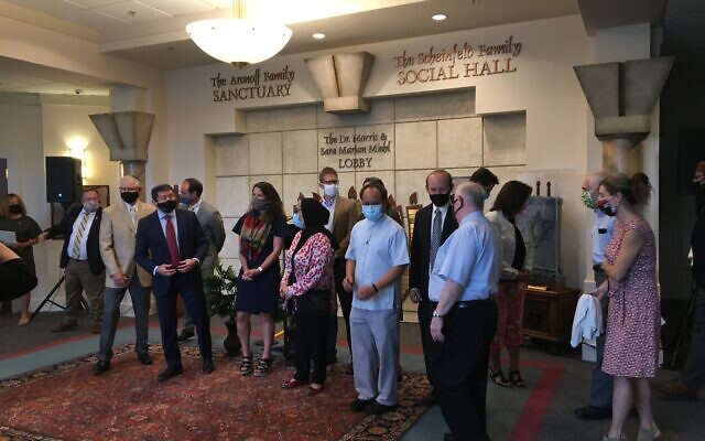 Photo by Stephen Boyd//More than a dozen interfaith and community leaders attended the event to show support or speak at the gathering.