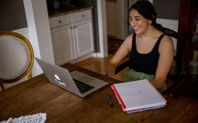 Photo by Nathan Posner // Amit Rau, a junior at The Weber School, participates in online classes from home.