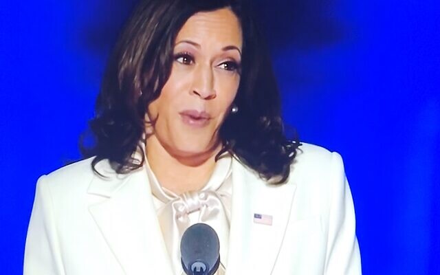 Kamala Harris, whose husband is Jewish and who will be the first female, African American and Asian American vice president, speaks before Biden takes the stage.