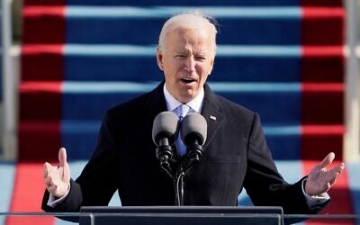 US President Joe Biden speaks during the 59th Presidential inauguration in Washington. Reuters