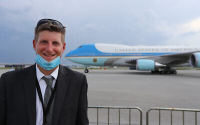 Greg Bluestein poses for a photo after one of then-President Donald Trump’s many visits to Georgia last year.