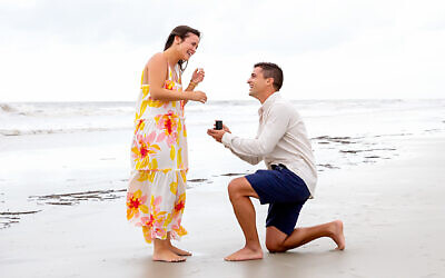 Mitchell proposed in front of the whole mishpachah on the Hilton Head beach.